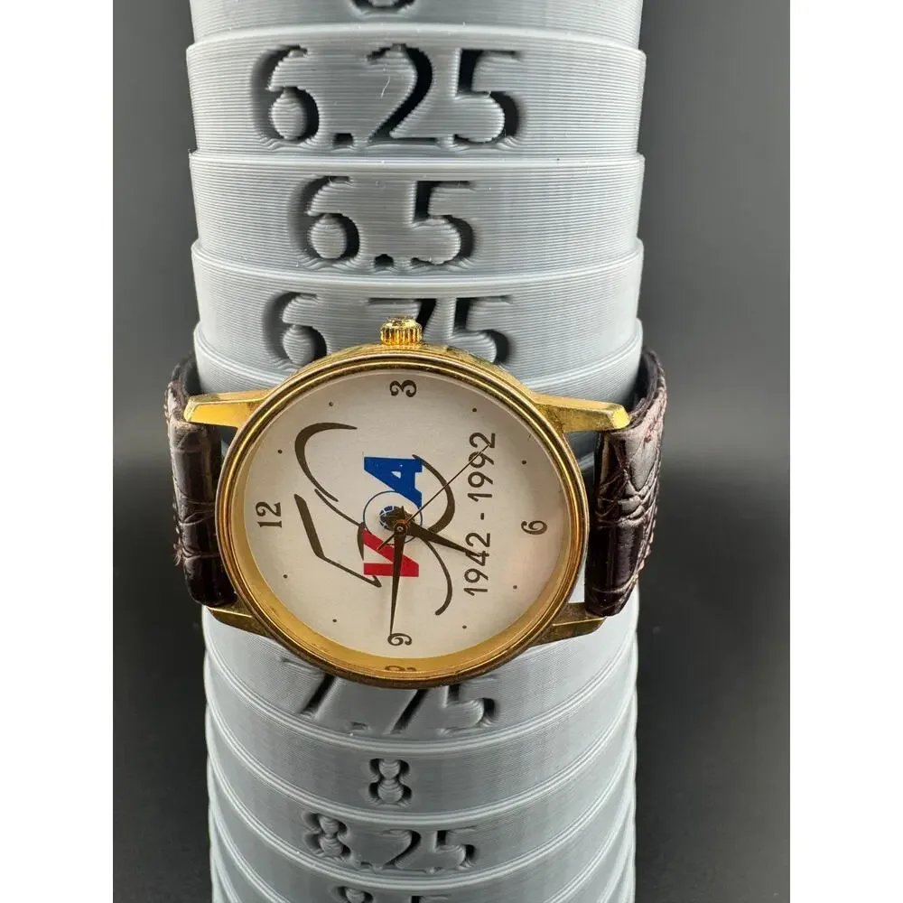 VOA 50th Anniversary 1942-1992 Gold-Tone Watch, Croc Band